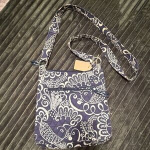 Vera Bradley Navy White Floral Crossbody Bag with Adjustable Strap